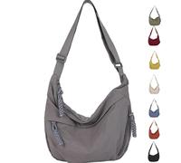 Crossbody Bag, Women'S Fashion Plain Color Nylon Crossbody Hobo Bag,Divider Inside,for Commute (Gray)