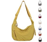 Crossbody Bag, Women'S Fashion Plain Color Nylon Crossbody Hobo Bag,Divider Inside,for Commute (Yellow)