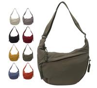 Crossbody Luna Bag,Women's Fashion Plain Color Nylon Shoulder Crescent Bags,Lightweight Hobo Purse with Adjustable Strap (Green)