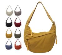 Crossbody Luna Bag,Women's Fashion Plain Color Nylon Shoulder Crescent Bags,Lightweight Hobo Purse with Adjustable Strap (Yellow)