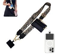 Crossbody Phones Strap with Zippered Pouch, Secure & Stylish Phone Lanyard, Clip and Go Phones Strap, Hands-Free f0r Travel and Shopping (Black and White)