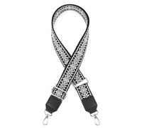 Crossbody Purse Straps 3.8cm Width Strap 80-140cm Adjustable Shoulder Ethnic Style for Bags Replacement(Black Style Three)