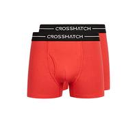 Crosshatch Hexter Lot de 2 Boxers pour Homme en Coton Stretch avec Braguette à l'avant et Taille de Marque Jacquard, Tailles S à XXL, Bleu, Jaune, Rouge, Hexter Lot de 2 Rouge, M