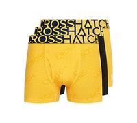 Crosshatch Typan Lot de 3 Boxers pour Homme en Coton Stretch avec Braguette à l'avant et Taille de Marque Jacquard, Motif et chiné, Tailles S à XXL, Jaune, Bleu Sarcelle, Bleu, Typan/Lot de 3