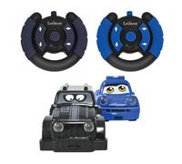 Lexibook, Crosslander® Twin, Lot de 2 Voitures radiocommandées (Voiture de Police, Voiture de Voleur), jusqu'à 12km/h, Effets sonores et Lumineux, 2 télécommandes, Noir/Bleu, RC12