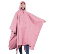 CROSSLER Poncho de pluie à capuche avec poche, pour homme et femme, adulte, imperméable 3 en 1, imperméable, léger, unisexe, pour randonnée, camping, Rose (3 en 1), taille unique