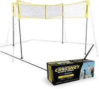 CROSSNET Filet de volley-ball à 4 voies avec sac à dos de transport et balle - Ensemble de jeu de volleyball carré à 4 voies pour adultes et enfants - Jeu en plein air à assembler rapidement - Jeux de