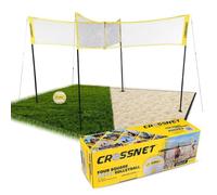 CROSSNET Four Square Volleyball Net and Game Set foursquare Unisex-Adult, Yellow, Standard