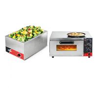 CROSSON Four électrique pour pizza 16 pouces,Température maximale 350°C, avec minuterie et pierre à pizza+Bain Marie 1 x GN 1/1 Récipients avec Couvercle