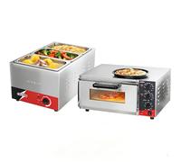 CROSSON Four électrique pour pizza 16 pouces,Température maximale 350°C, avec minuterie et pierre à pizza+ Bain Marie 3 x GN 1/3 Récipients