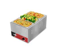 CROSSON Gastronorm Bain Marie, Chauffe-plat professionnel pour gastronomie (GN) 1/1 avec 3 cuves GN 1/3 de 150 mm de haut, température de bain-marie réglable de 35 à 85 °C