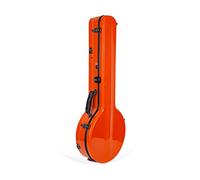 Crossrock Étui Banjo Fibre de Verre pour 5 Cordes & Style Mastertone | Coque Orange, Serrure TSA, Bretelles Sac à Dos, Hygromètre, Intérieur Velours