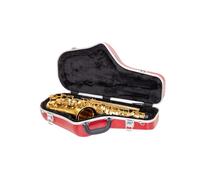 Crossrock Étui Contour ABS pour Saxophone Alto | Coque Rouge, Intérieur Noir Long-Pile, Serrure Sécurisée, Poche Avant, Sangle Amovible