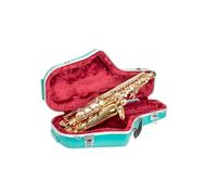 Crossrock Étui Contour ABS pour Saxophone Alto | Finition Bleu Menthe, Intérieur Velours Bourgogne, Serrure, Poche Accessoire, Poignée Ergonomique