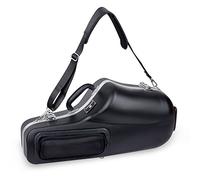 Crossrock Étui Contour ABS pour Saxophone Alto | Finition Noire Texturée Diamant, Intérieur Velours Bleu Foncé, Serrure Sécurisée, Sangle Amovible