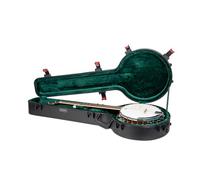 Crossrock Étui de Vol ABS pour Banjo 5 Cordes à Résonateur | Coque Noire Anti-Rayures, Serrure TSA, Intérieur Velours Vert Forêt - Compatible Deering, Washburn B9