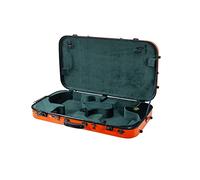 Crossrock, Étui double en fibre de verre 0 cordes pour mandoline de style A/F et sangles de violon 4/4, compartiments intérieurs, rembourrage fixe et amovible, avec verrou TSA - Orange (CRF2020MVOR)