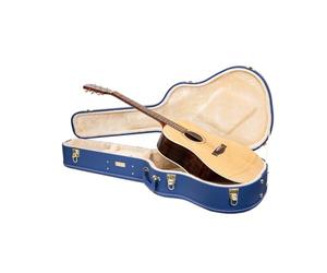 Crossrock Étui en Bois pour Guitare dreadnought Gibson J-45 / Martin D | Finition Cuir synthétique Vibrant Blue, intérieur Peluche Beige, Serrure - Designer Series