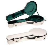 Crossrock Étui en Fibre de Verre pour Banjo ténor à 4 Cordes, Finition Blanc Laiteux Brillant, Serrure TSA, Sangles de Sac à Dos, hygromètre, Rangement Interne, Style résonateur (CRF2023TBJMW)