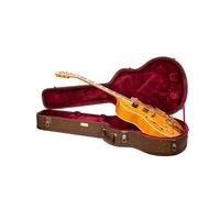 Crossrock Étui Guitare électrique profilé en Bois pour Fender Stratocaster & Telecaster | Finition Marron Blossom, intérieur Velours Bordeaux, Serrure - Série Designer (CRW530STBQ)