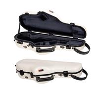 Crossrock Étui pour saxophone alto en fibre de verre | Finition blanc laiteux brillant | Coque renforcée, intérieur amélioré, serrure TSA, sangles de sac à dos - Protection de voyage professionnelle
