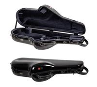 Crossrock Étui pour saxophone alto en fibre de verre | Finition noire brillante | Coque renforcée, intérieur amélioré, serrure TSA, sangles de sac à dos - Protection de voyage professionnelle
