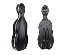Crossrock Étui pour Violoncelle 3/4 et 4/4 | Coque Rigide moulée en ABS avec Roues, Serrure, Poche pour Accessoires et Sangles de Sac à Dos - Noir (CRA862CEFBK)