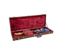 Crossrock Designer Series CRW530JMBQ Étui en Bois pour Guitares électriques de Style Jazzmaster/Jaguar Serrure de sécurité, Pieds en métal, Espace de Rangement Marron, Marron Fleuri,