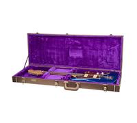 Crossrock Étui rectangulaire en Bois pour Guitare électrique Jazzmaster & Jaguar | Finition Marron Chocolat, intérieur Velours Violet, Serrure - Série Designer