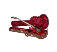 Crossrock Designer Series CRW530SGBQ Étui en Bois pour Guitares électriques Gibson SG avec verrou de sécurité, Pieds en métal, Espace de Rangement Marron Fleur, Marron Fleuri, SG Electric, Guitare