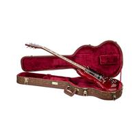 Crossrock étui Rigide en Bois pour Guitare électrique Gibson SG, Similicuir Marron Blossom, intérieur en Velours Bordeaux, Serrure - Série Designer CRW530SGBQ