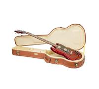 Crossrock Étui Rigide en Bois pour Guitare électrique Stratocaster/Telecaster | Finition Red Wood sculptée, intérieur Ivoire, Serrure - Série Relief Premium