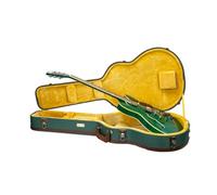 Crossrock Master Series 335 Étui pour guitare électrique semi-creux à 6 cordes | Extérieur en tweed bleu malachite, coque en bois repensé, poignée en cuir et intérieur velours doré (CRW720SAMB)