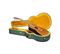 Crossrock Master Series CRW720-00012MB Étui en bois pour guitare acoustique 12 frettes avec verrou de sécurité, poignée en cuir véritable, matériel renforcé, pieds en métal, espace de rangement, tweed