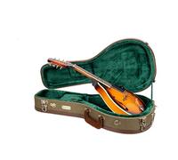 Crossrock Master Series CRW720MAOG Étui à Mandoline en Bois Style A avec Serrure de sécurité, poignée en Cuir véritable, matériel renforcé, Pieds en métal, Espace de Rangement Vert Olive