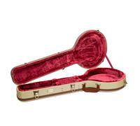 Crossrock Master Series CRW720OBJFT Sac Banjo en Bois avec Dos Ouvert, Serrure de sécurité, poignée en Cuir véritable, matériel renforcé, Pieds en métal, Espace de Rangement, Tweed