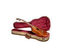 Crossrock Master Series Étui pour ukulélé baryton 76,2 cm et 78,7 cm | Extérieur en tissu tweed classique, coque repensée, sangles de sac à dos et poignée en cuir, intérieur en velours rouge foncé