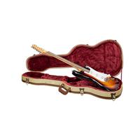 Crossrock Master Series Étui pour ukulélé baryton 76,2 cm et 78,7 cm | Extérieur en tissu tweed classique, coque repensée, sangles de sac à dos et poignée en cuir, intérieur en velours rouge foncé