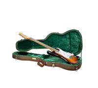 Crossrock Master Series Étui pour ukulélé baryton 76,2 et 78,7 cm | Tissu tweed écologique vert olive, coque repensée, sangles de sac à dos et poignée en cuir, intérieur en velours vert forêt