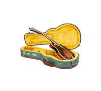 Crossrock Master Series Étui pour ukulélé soprano pour cou de 53,3 cm de long | Tissu tweed écologique bleu malachite, coque repensée, sangles de sac à dos et poignée en cuir, intérieur en velours