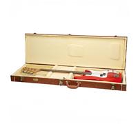 Crossrock Relief Series Étui pour guitare basse Fender Precision & Jazz | Finition bois rouge sculpté, intérieur en peluche ivoire, serrure - Coque rigide en bois de qualité supérieure