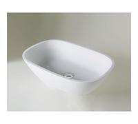 Crosstone Maike lavabo à poser 36x53x13,5cm 0 trous de robinetterie Solid Surface blanc mat CTWL-3012