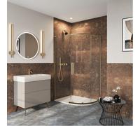 Crosswater Asura 8 mm quart de rond porte simple A 1200 x 800 panneaux fixes en laiton brossé AUQSFC12X8A