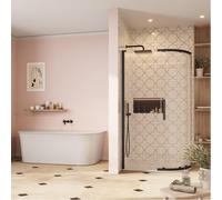 Crosswater Asura 8 mm quart de rond porte simple A 1200 x 800 panneaux fixes mat noir AUQSBC12X8A