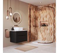 Crosswater Asura Porte de douche quart de cercle - 8mm - 120x80cm - avec paroi latérale - poignée martelée - bronze brossé SW1208431/SW1176499