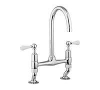 Crosswater Belgravia mitigeur de cuisine - 2 trous - poignées blanches - chromé BL710DC_LV