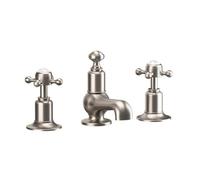 Crosswater Belgravia Robinet de lavabo - 3 trous - eau chaude/froide - poignées en croix - nickel brossé BL130DPL