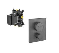 Crosswater Crossbox mitigeur de douche - avec élément encastré - thermostatique - adapté pour 3 fonctions - push - ardoise SW927994 SW408404