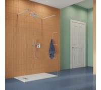 Crosswater Gallery Douche à l'italienne - 120x200cm - avec barres de renfort - verre de sécurité clair 10mm - inox brossé GR120010CF+