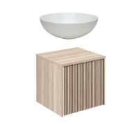 Crosswater Limit Ensemble meuble salle de bains - 50x45x45cm - 1 tiroir - vasque en céramique - modern oak/anthracite SW1026494/SW1026439/SW876369